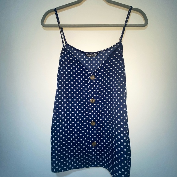 SHEIN Tops - SHEIN Blue & white polka dots Camisole with buttons